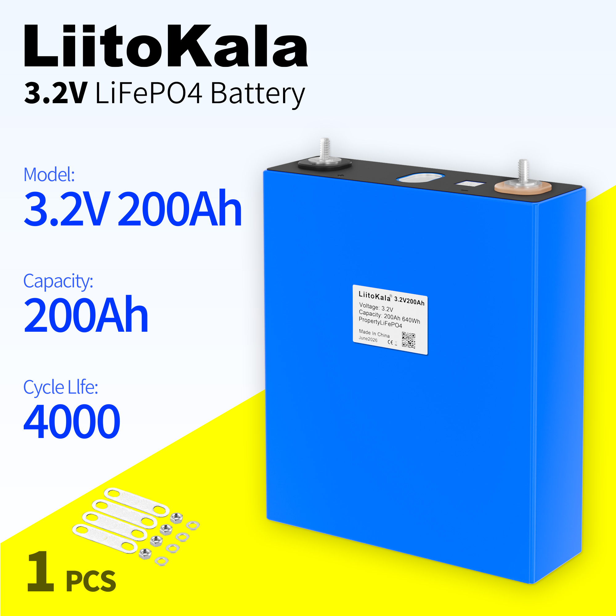Rv Lithium Battery 200Ah - 1pcs LiitoKala 3.2V 200AH Lifepo4 Rechargable