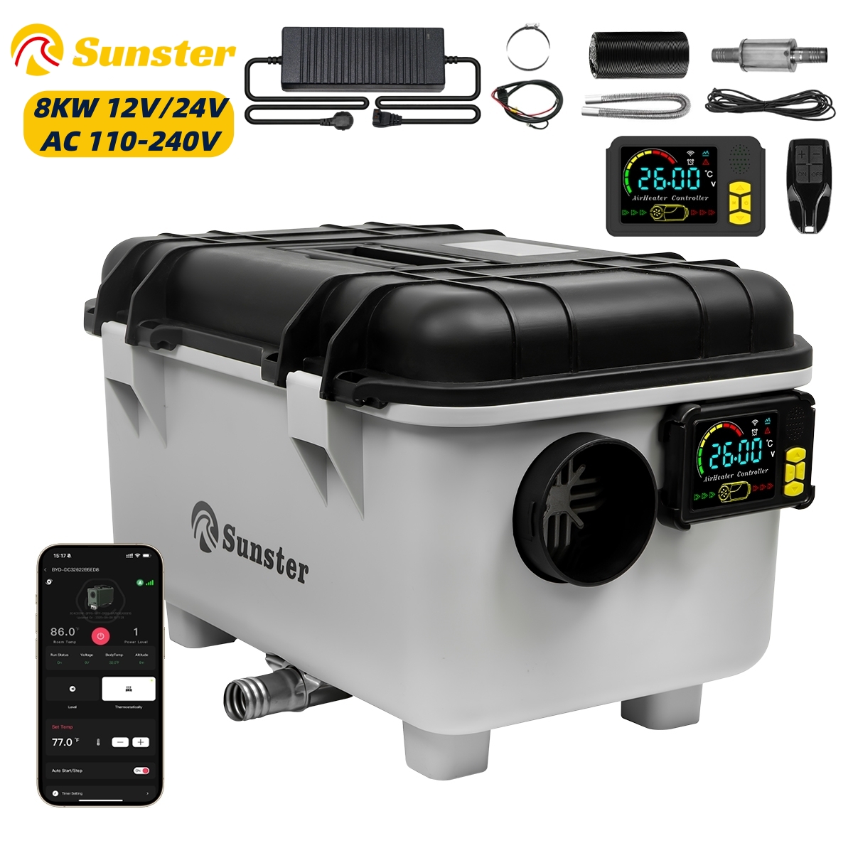 Rv Diesel Heater 12V - 8KW 12V/24V/230V Toolbox Diesel Air Heater
