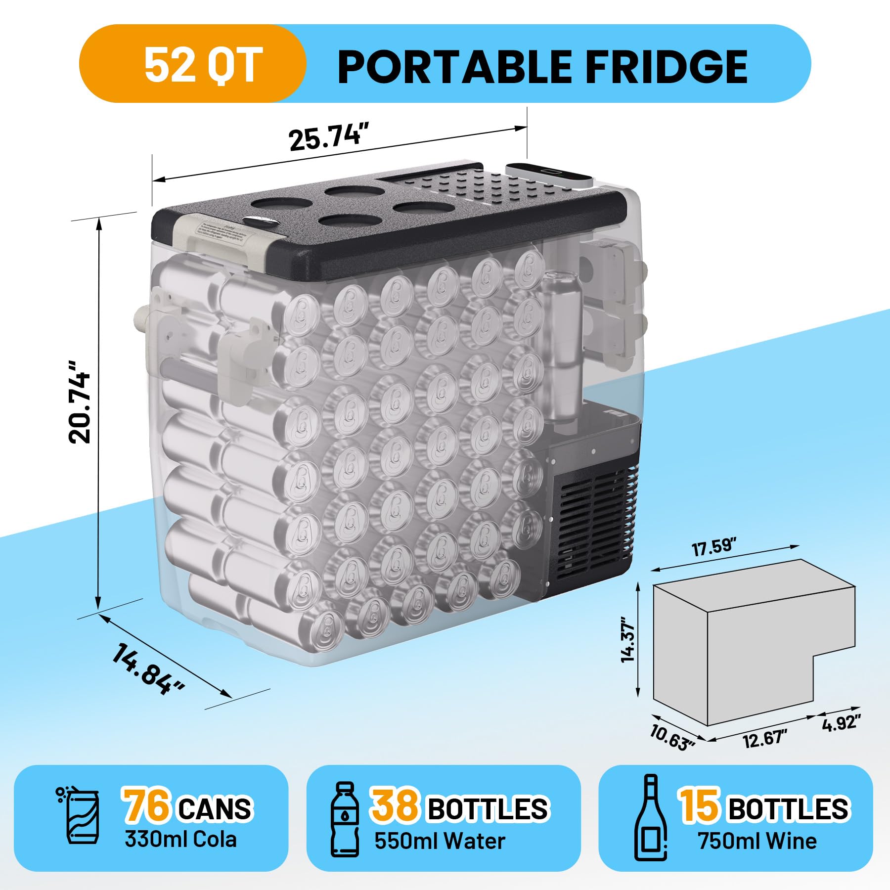 53QT 12V Car Refrigerator 50L  - 12V Fridge Freezer Rv ulasan dan harga