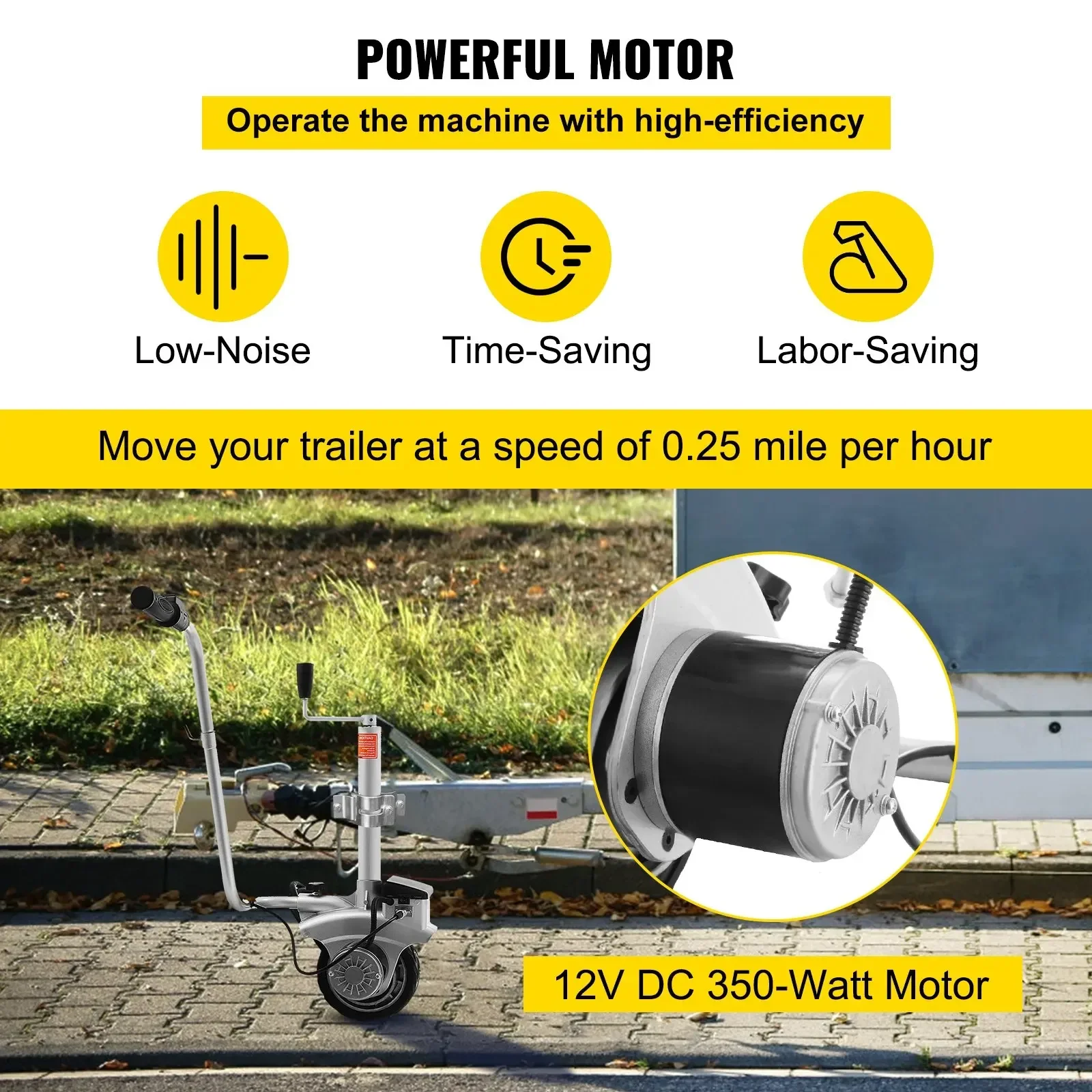 SIHAO 350W 12V Motorized Trail - Camper Trailer Jockey Wheel ulasan dan harga
